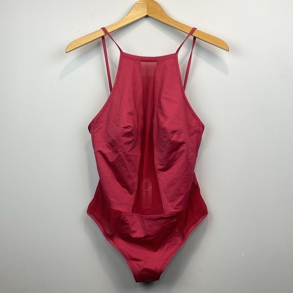 Wolford Deep Raspberry Halter One-Piece Swimsuit